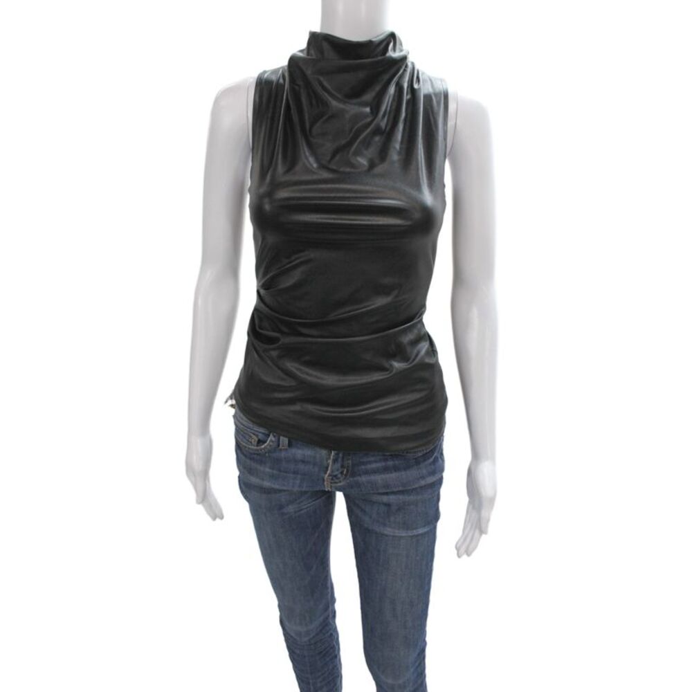 Helmut Lang Women Sleeveless Mock Neck Black Tank Size XS